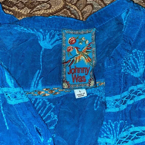Johnny Was Azure Embroidered Top - Picture 2 of 4